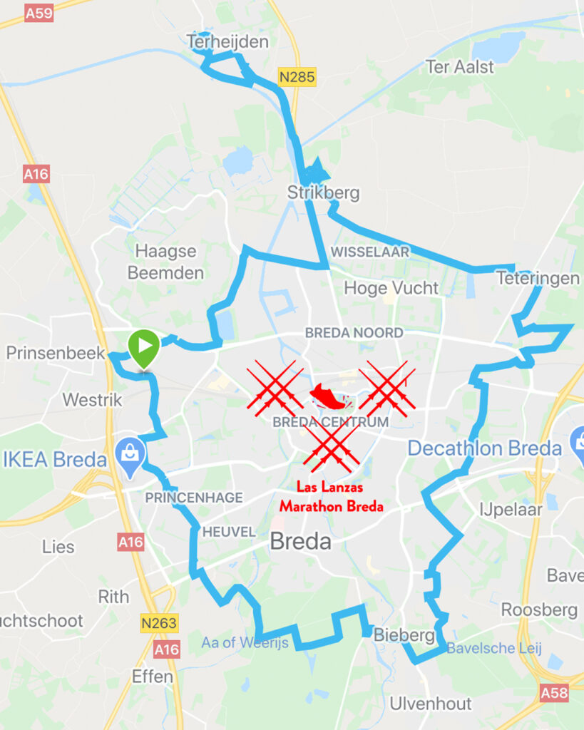 Alternatieve route Las Lanzas Marathon Breda