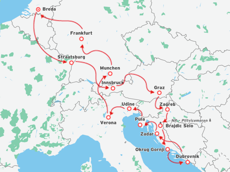 Kaart roadtrip Europe / Europa